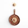 Pan Shape Clock Solid Wood Pendulum Clock Lovely Living Room Restaurant Decorative Log Creative Frying Pan Silent Wall Clocks