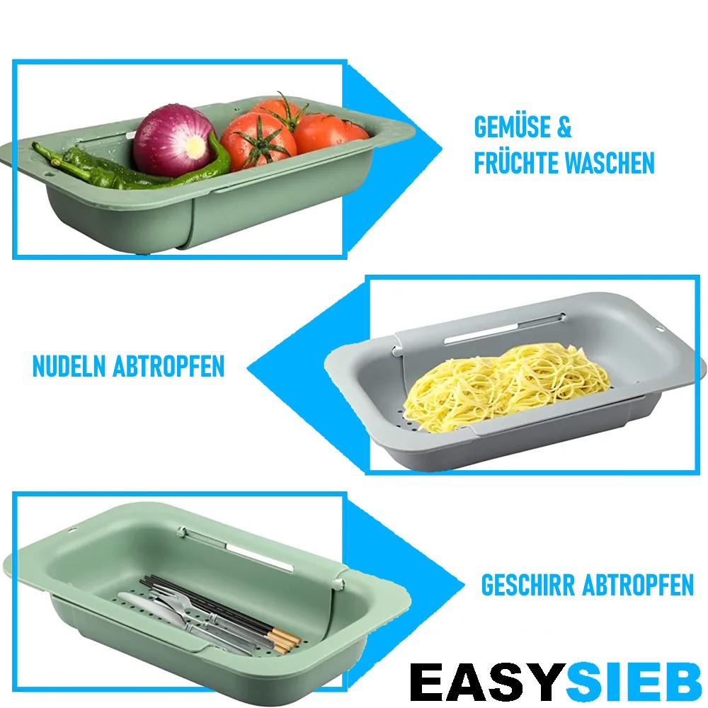 EASYSIEB Spülbeckensieb Abtropfsieb Siebkorb Waschbecken Abflusssieb ausziehbar