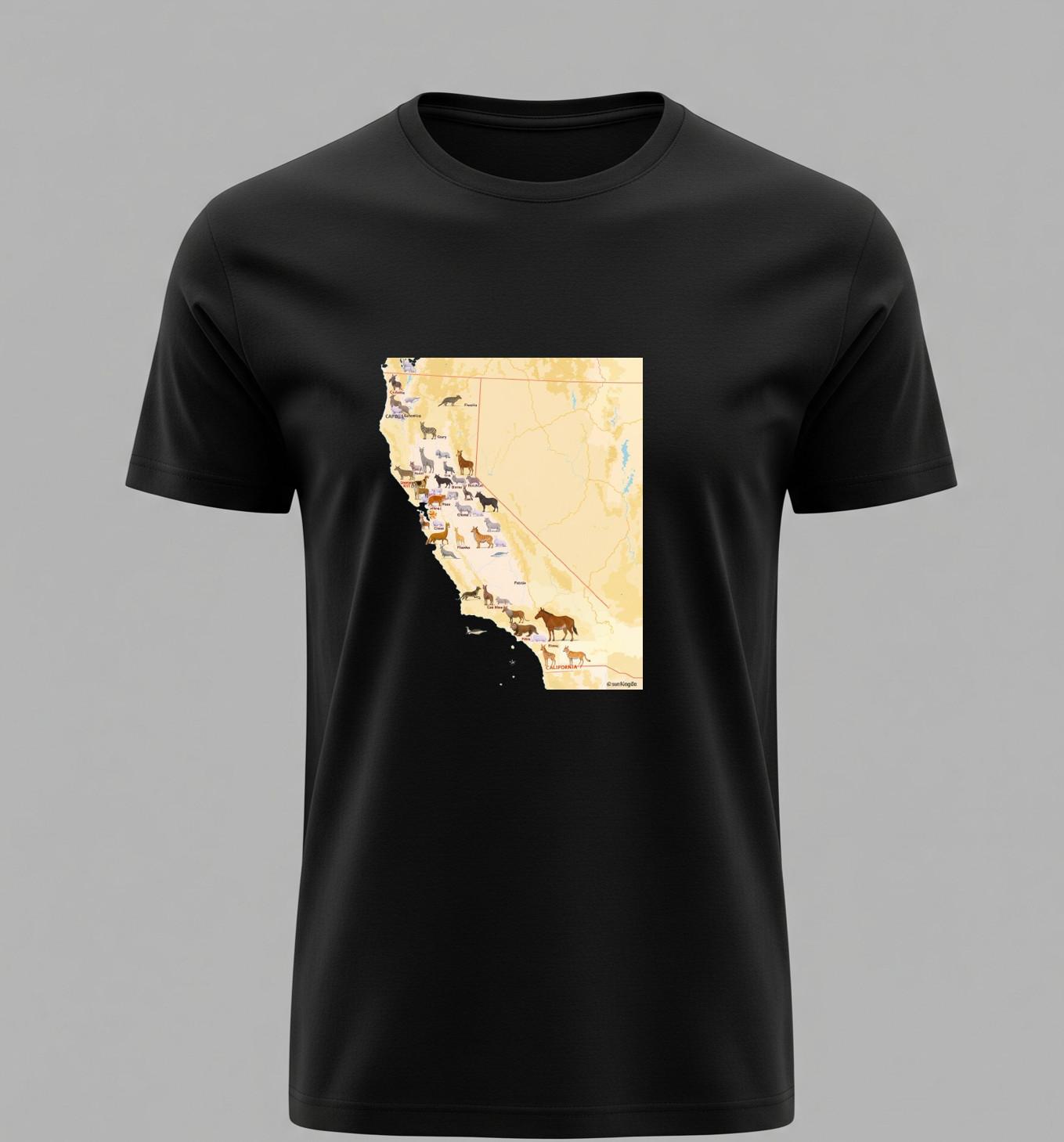 California Wildlife Animal Map Illustration – Nature Art Design 2XL