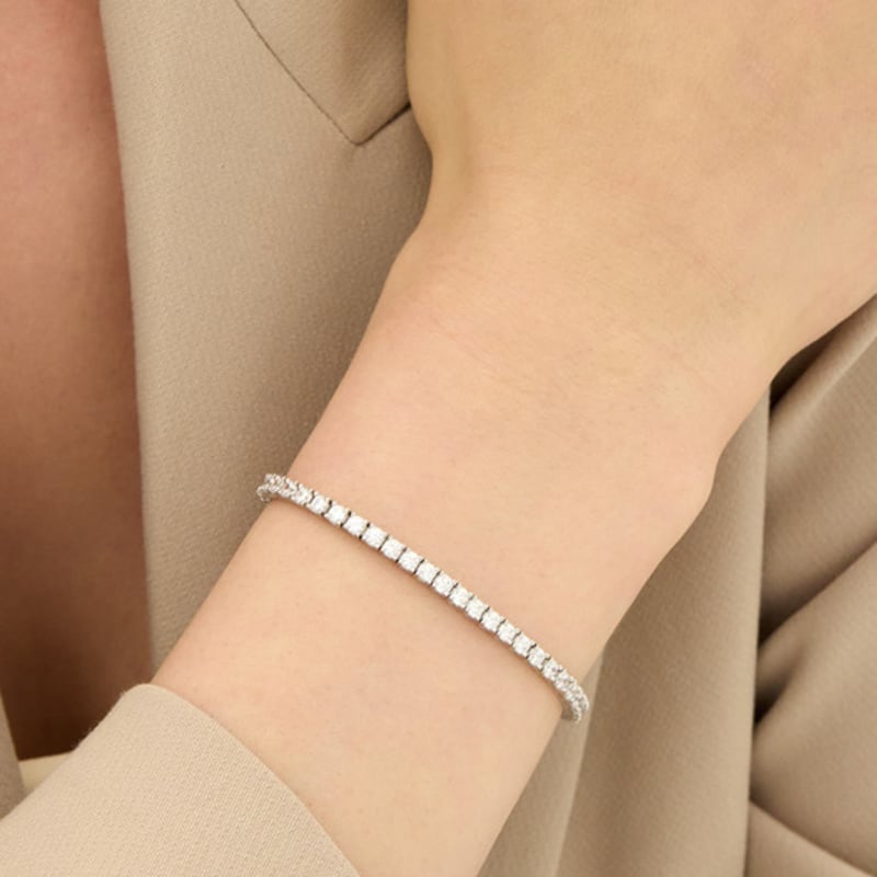 Hyeres-lor Essence Silver (W) 4-Prong Tennis Bracelet 2.5mm HL4B55417W9