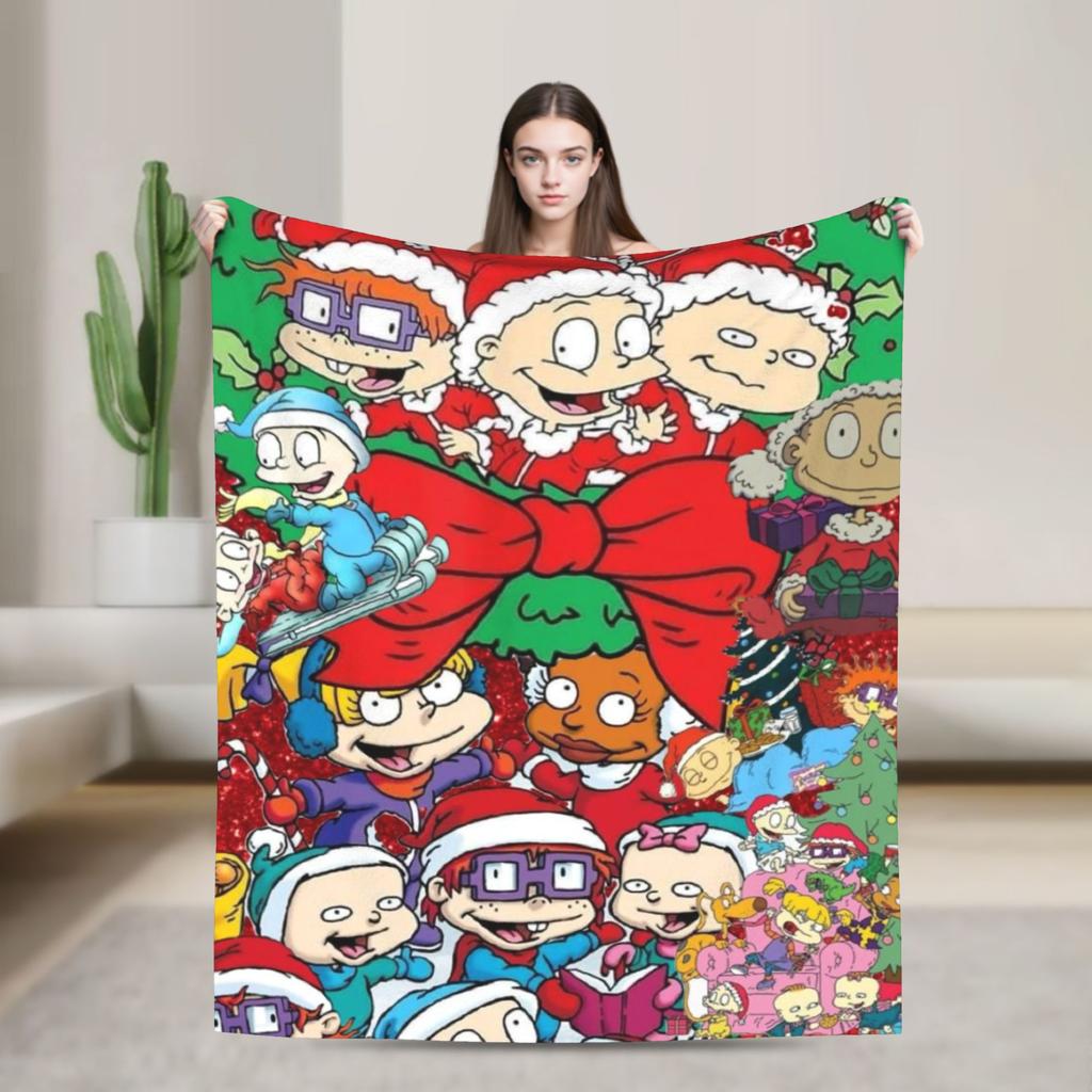 Rugrats Playful Character Blankets  Warm Soft Plush Throw Blanket For Couch Chair Airplane Travel Flannel Bedspread Bed Cover
