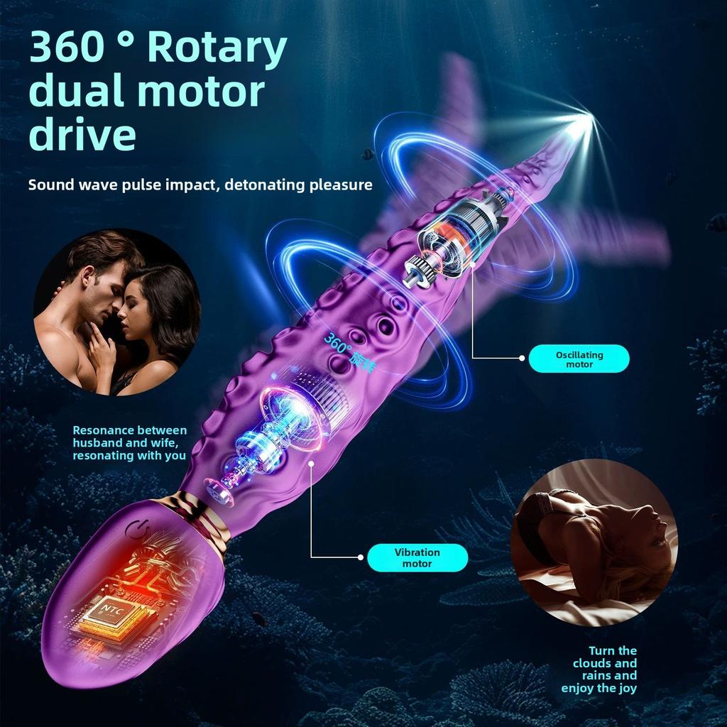 Octopus Double Shock AV Vibrating Pen for Women, Female Orgasmic Stimulation, G-Spot Trigger, Self-Pleasure Device, Rotating Vibrating Rod, Adult Toy