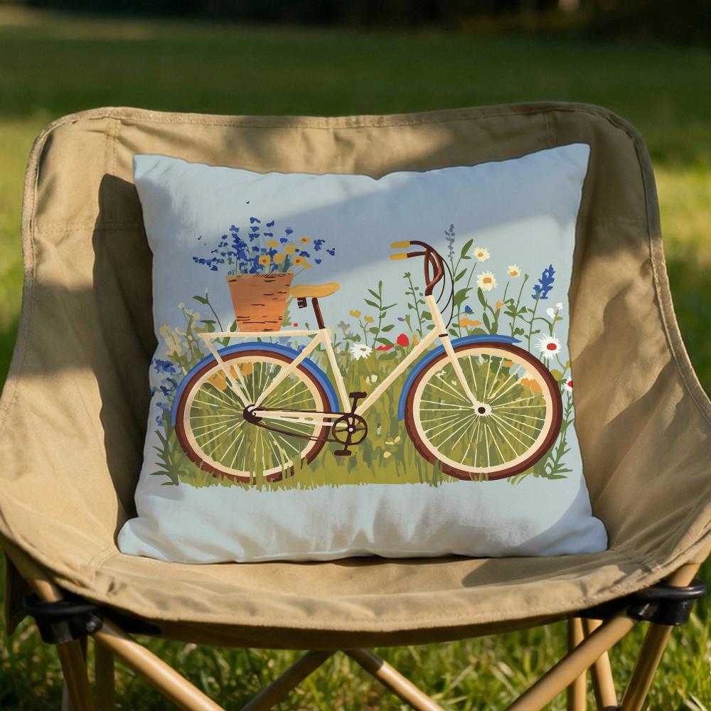 Country Flower Bicycle Cushion Cover Soft Reversible  Durable Pillow Cover  MultiScene Use for Home  Car Daily Comfort