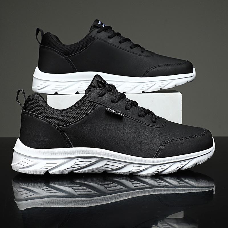 Autumn and winter large size 46 lightweight soft sole men's sports shoes leather surface casual running travel shoes spot