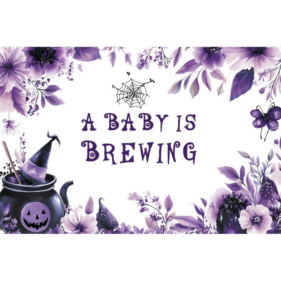 Halloween Decorations Baby Shower Backdrop A Baby Is Brewing Ghost Witch Cauldron Floral For Photo Studio Halloween Party Decor