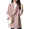 Herbst Winter Frauen Mittellange Wolljacke Umlegekragen Zweireihiger Strickjacke Mantel Mode Einfarbig Warmer Mantel Elegante Damen Outwear