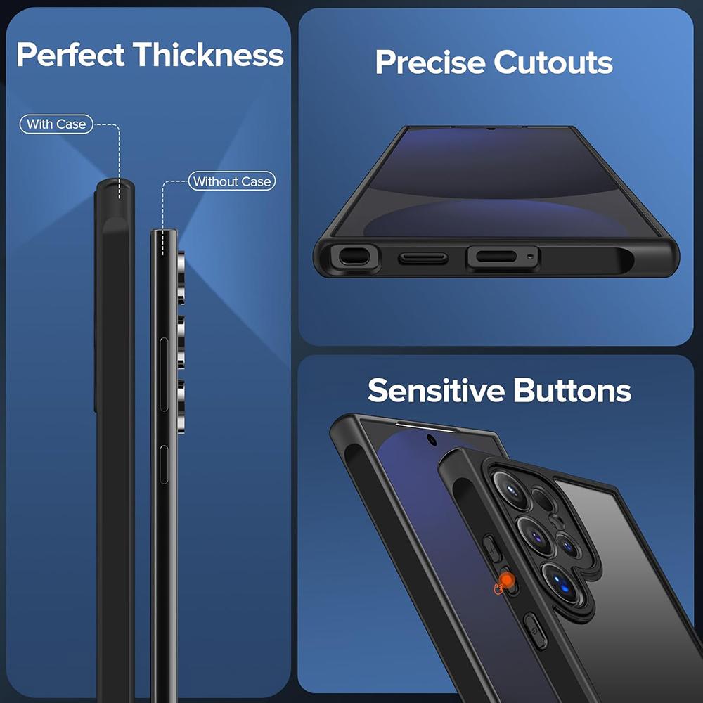 Hybrid Military Grade Shockproof Case For Samsung Galaxy S25 S24 S23 Ultra Plus Matte Translucent Black Hard Cover Soft Bumper