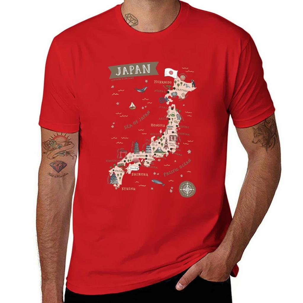 Map of Japan T-Shirt cute clothes summer top Men's t shirts