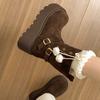 Winter Platform Thick Bottom Women Fur Snow Boots Outdoor Comfort Keep Warm Shoes Ladies Belt Buckle Short Botas Para Mujer