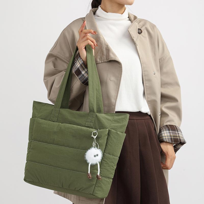 Women's Shoulder Bag Large Capacity Handbag Solid Color Commuter Bag