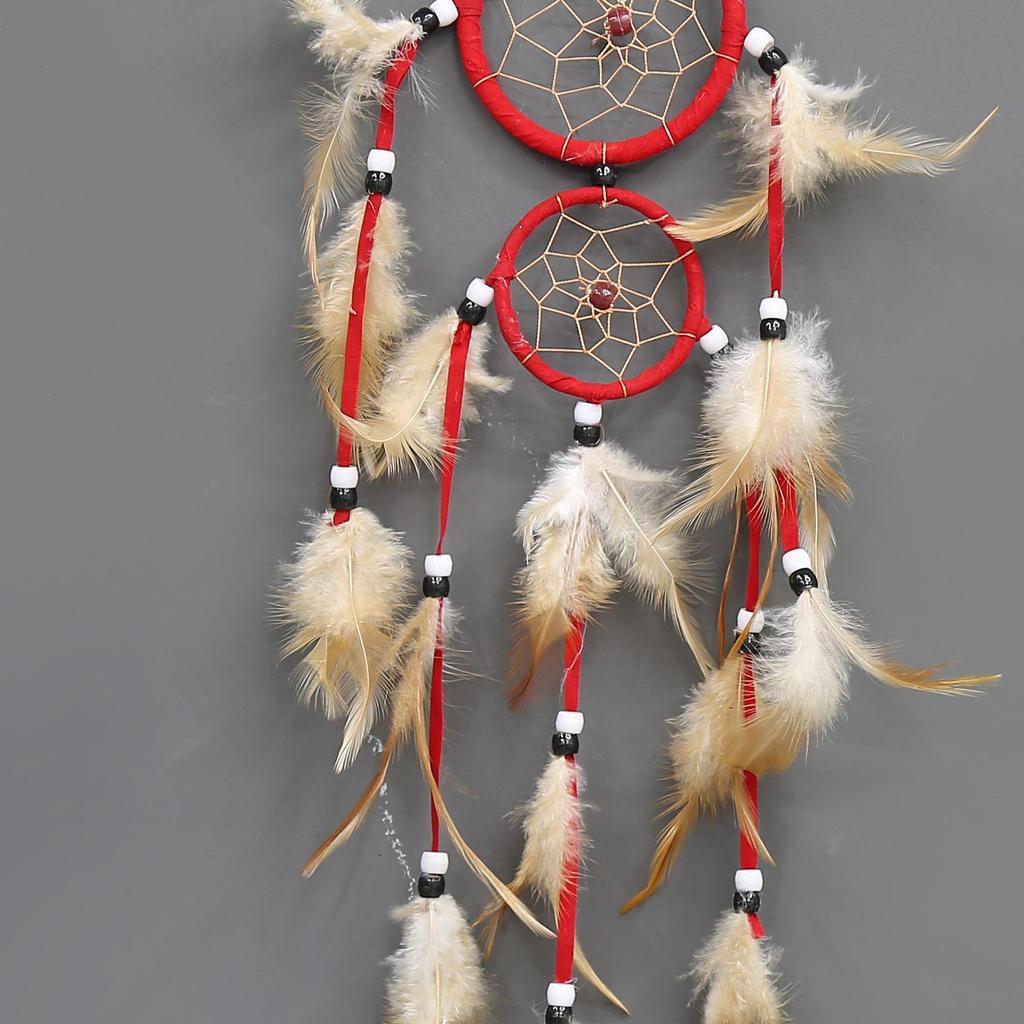 Indian Dream Catcher Ornament with Double Rings – Wind Chime Wall Decoration