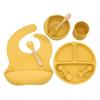 Baby Silicone Tableware Food Supplement Bowl Spoon Fork Water Cup Bib Compartment Round Plate