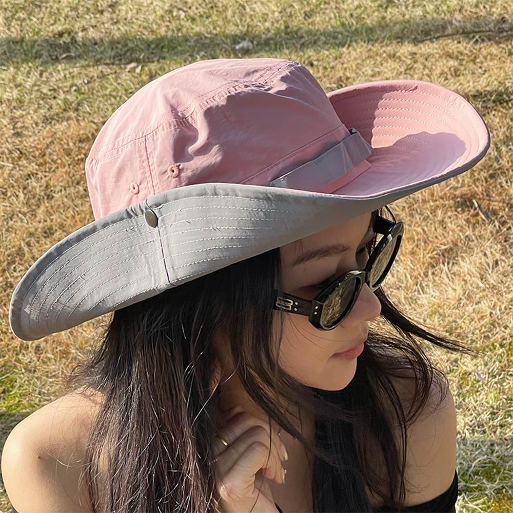 Quick-drying Material Bucket Hats Korean Style Sun Caps Fashion Mountaineering Hat  Summer Travel розовый