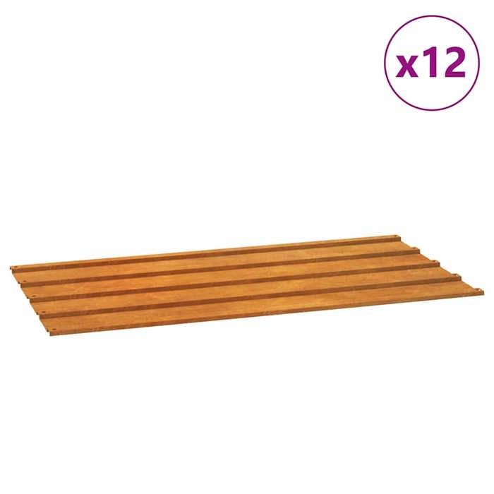 VidaXL Panneaux de toiture 12 pcs rouillé 80x44 cm Acier corten 151972