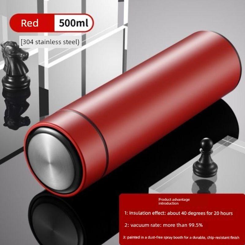 

Food-Grade 304 Stainless Steel Large-Capacity Thermos Cup with Tea-Water Separation, Portable Smart Water Cup, High-End Cup with Engraved Logo 500 ml Red (Non-Temperature Display Model)-I9Z