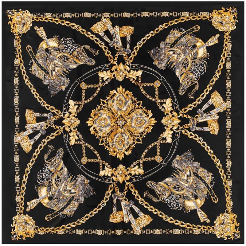 POBING Twill Silk Square Scarf Animals Print Women Scarves&Wrap Giraffe Neckerchief Spanish Foulards cachecol Large Bandana