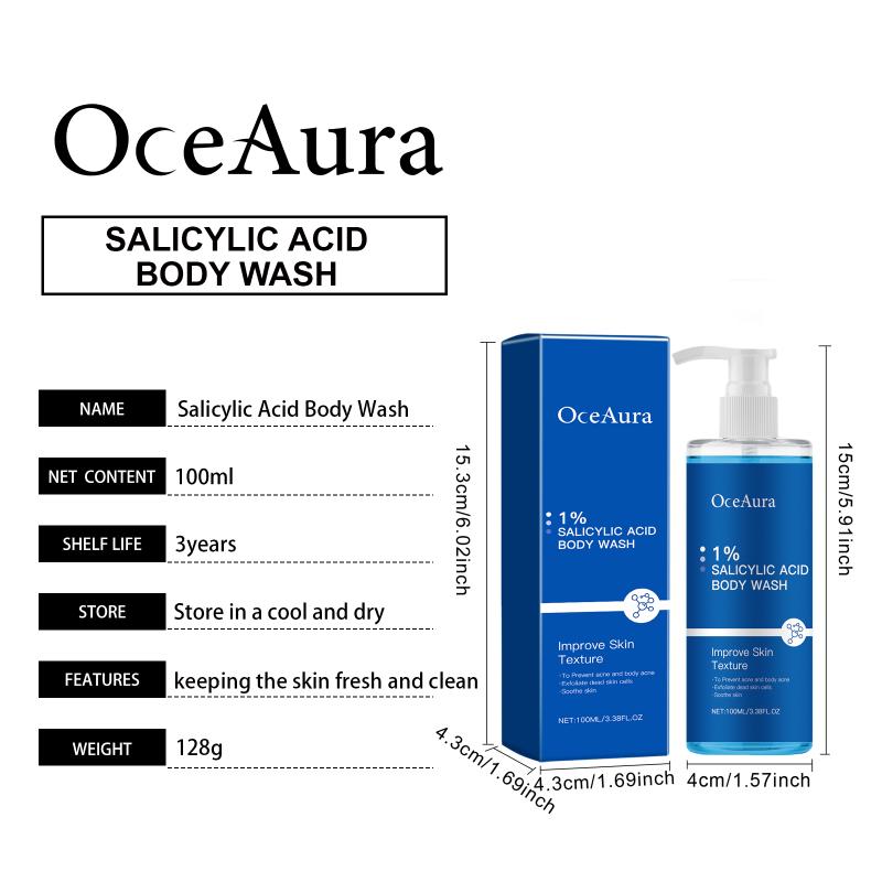 Oceaura Salicylic Acid Body Wash Oil Control Exfoliating Gentle Cleansing Refreshing Purifying Smooth Hydrating Body Cleanser