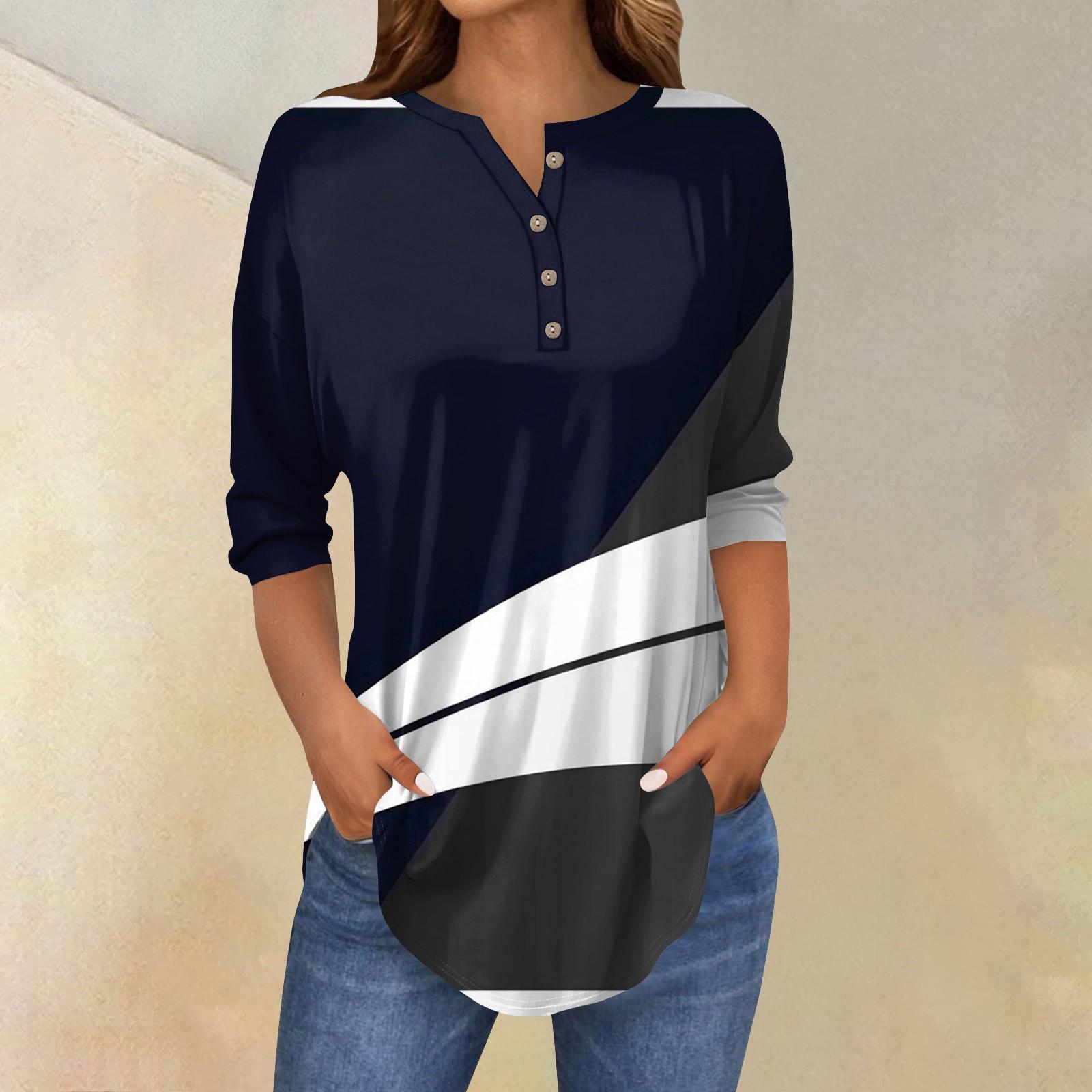 

Женская свободная футболка с воротником на пуговицах и винтажным цветочным принтом, рукав три четверти XXXL фиолетовый