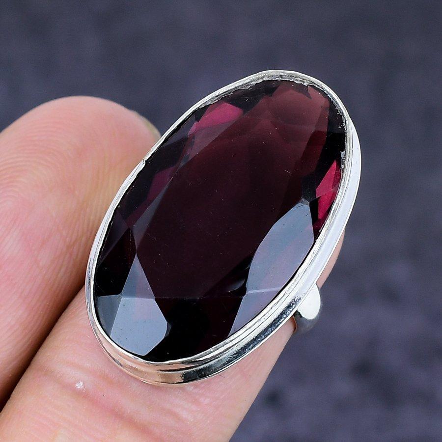 Natural Amethyst Gemstone Handmade 925 Sterling Silver Jewelry Ring Size 4 a7u88