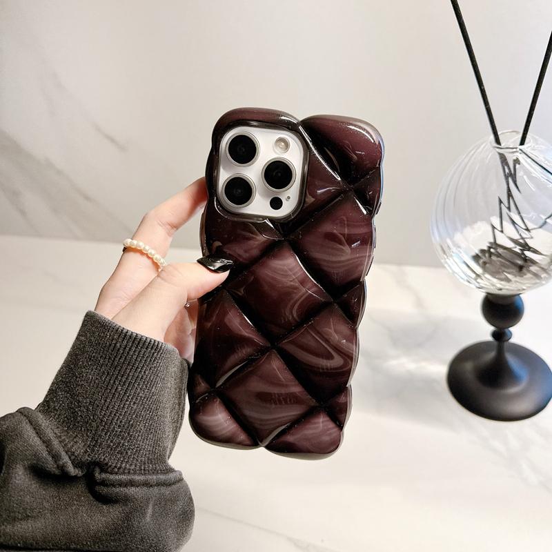 Fashion Gradient Glitter Cubes Grid Pattern Case For iPhone 16 15 13 12 11 Pro Max 15 Plus Shockproof Phone Cover Shell