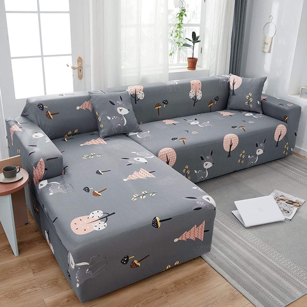 Leaves Elastic Corner Adjustable Sofa Cover 2 3 4 Seater Chaise Longue Sofa Decorative L Shape Protection Cover