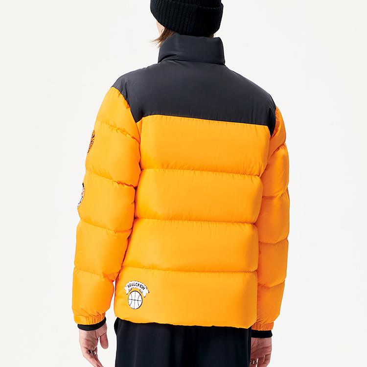 Fila Fusion Casual Color Block Sports Stand Collar Puffer Jacket Men Outerwear Charming-Orange T11M145906F-OR