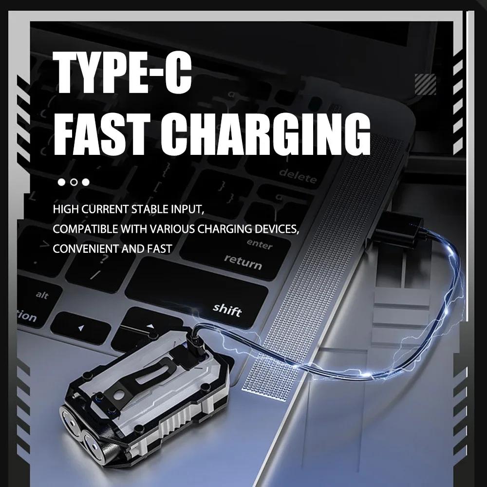 Mini Multifunctional EDC Keychain Flashlight USB Rechargeable LED Work Light With Pen Clip Tail Magnet Outdoor Emergency Torch