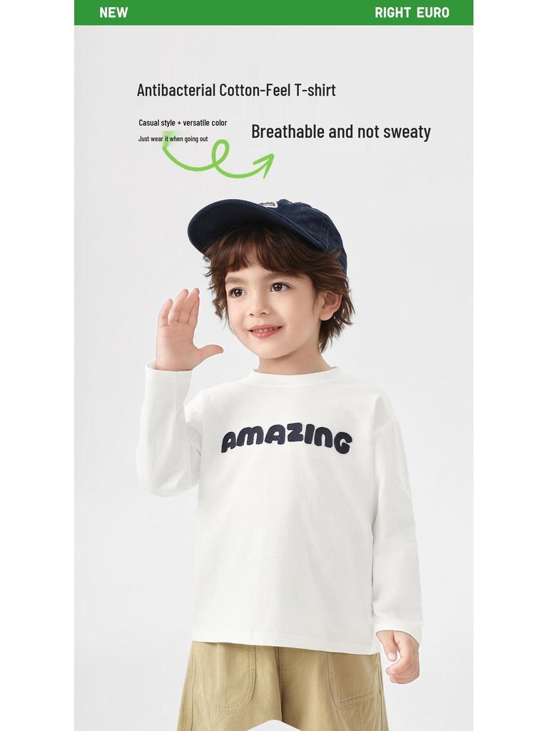 Right European Boys' Long-Sleeve T-Shirt 2026 Spring/Autumn New Style for Toddlers