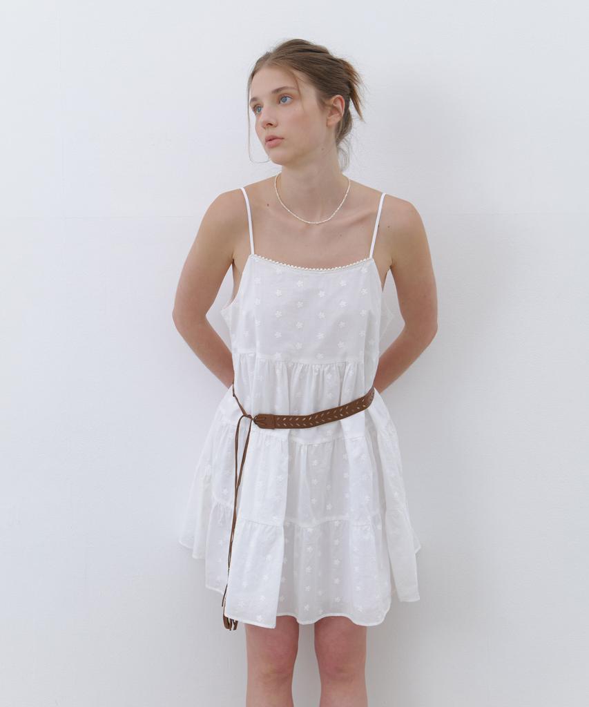 Cluny Cotton Tiered Mini Dress - White