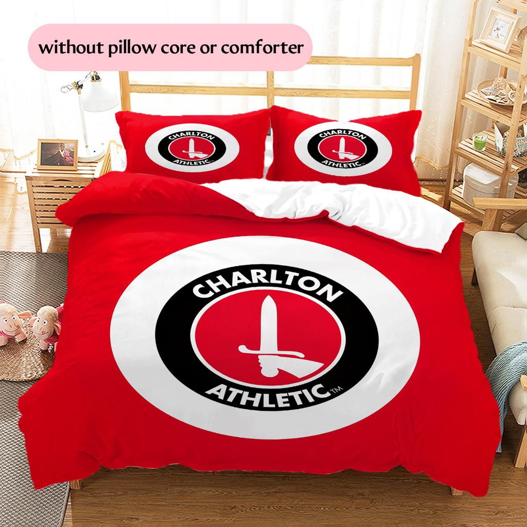 Charlton Athletic FC Set Copripiumino con Fantasia Decorazione per la Casa Regalo (1 * copripiumino + 2 * federe senza imbottitura)