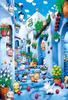 APPLEONE 300-377 Cats and the Blue Town by Hideki Yoshioka, 300-piece (38 X 26 Cm) Jigsaw Puzzle, Made In Japan