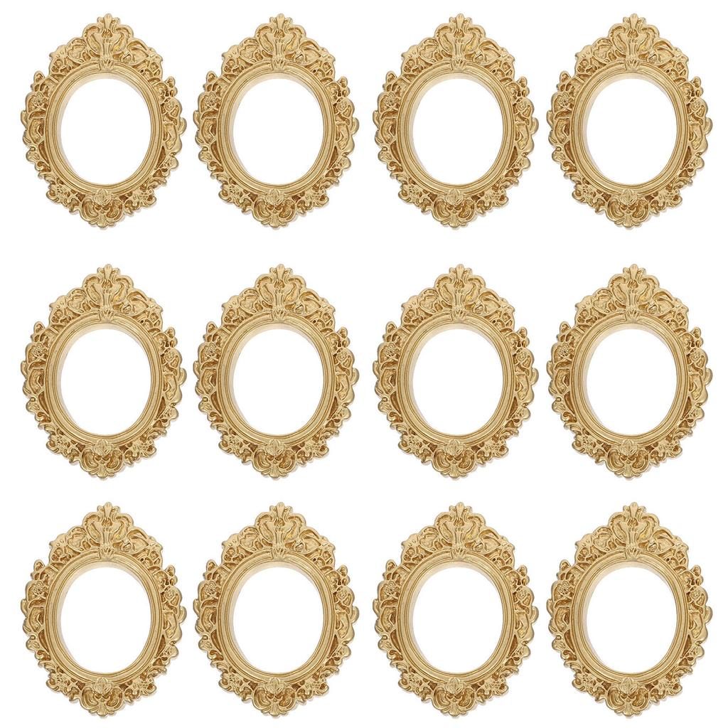 12 Pcs Photo Frame Attractive Phone Case DIY Crafts Mini Resin Baroque Ornaments Jewelry Making Material Frames Vintage Prop