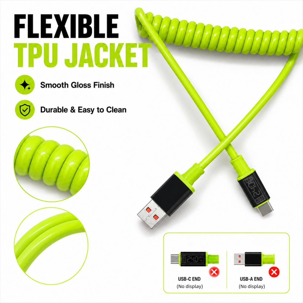 111W Type C To Type C Super Fast Charging Cable Universal Spring Telescopic USB Cord 6A USB C Cable for Xiaomi iPhone Samsung