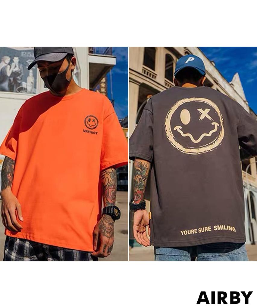 Airby Short Sleeve with Smile Back Perfect for and Casual Available In XXL and XXL Stylish and Perfect for Adults and Men's T-Shirt Print, Loungewear,