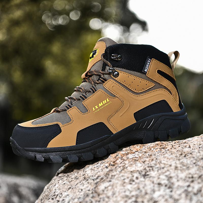 Mens Hiking Shoes Outdoor Work Anti Slip Stable Shock-absorbing Mountain Training Leisure Sneaker Comfort Walking High Top Boots