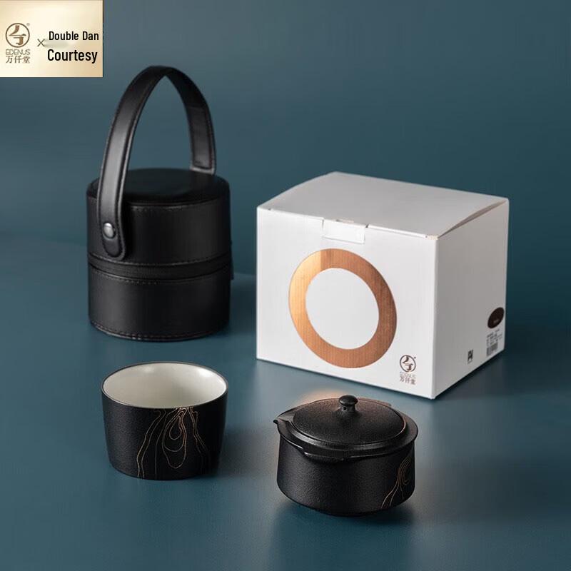 Edenus Black Iron Glaze Portable Ceramic Tea Set