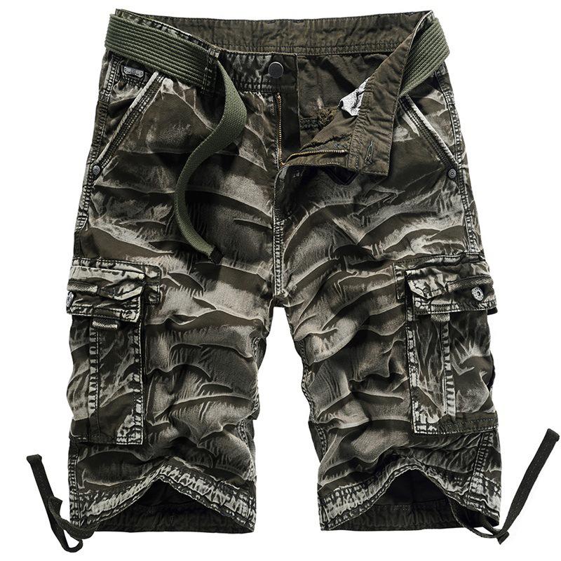 Men's Large Camouflage Cotton Work Shorts, WWII-Style Multi-Pocket Pants for Outdoor Training