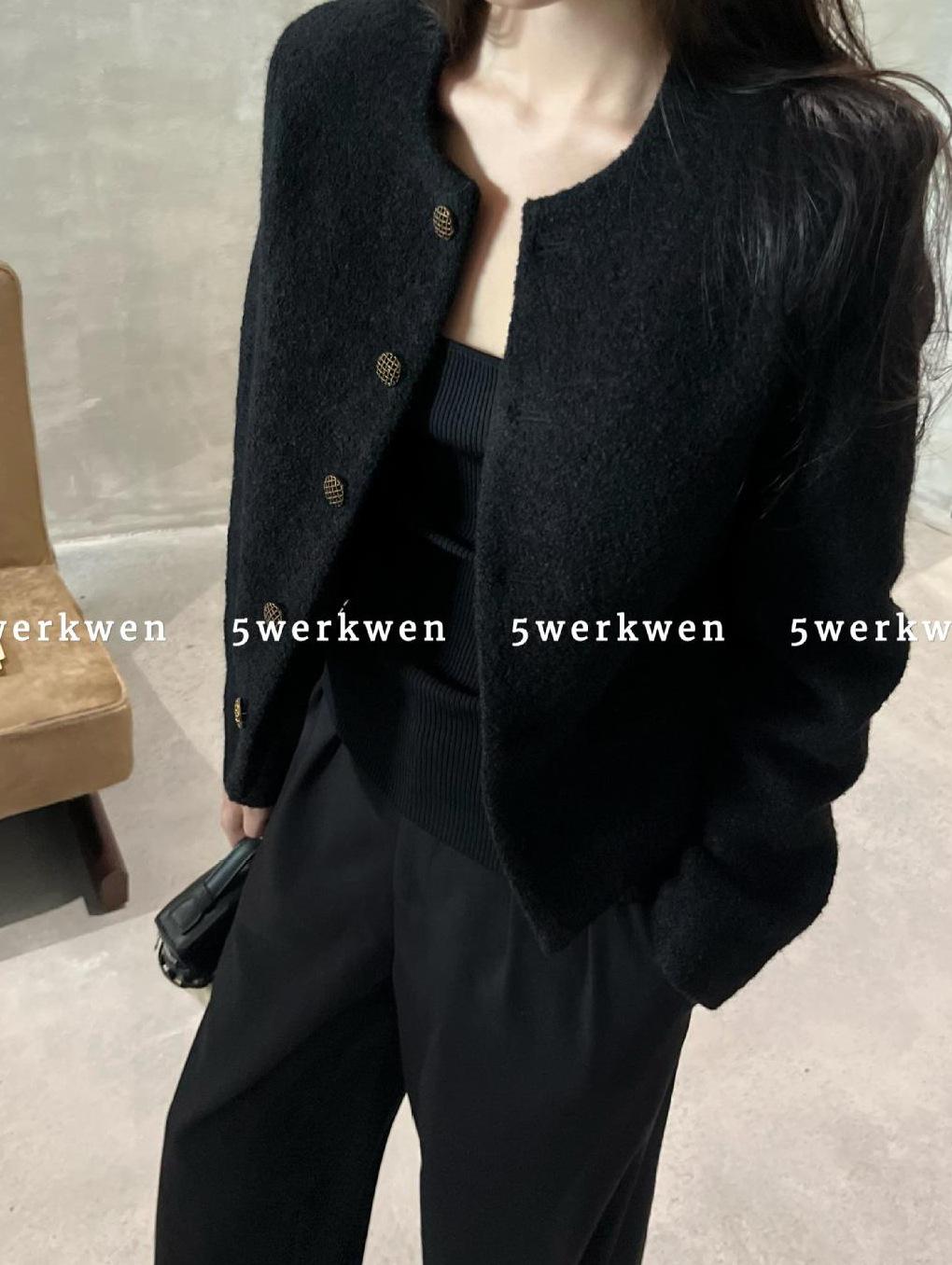

Women s Black Wool-Blend Casual Loose Cardigan - Autumn/Winter Style L