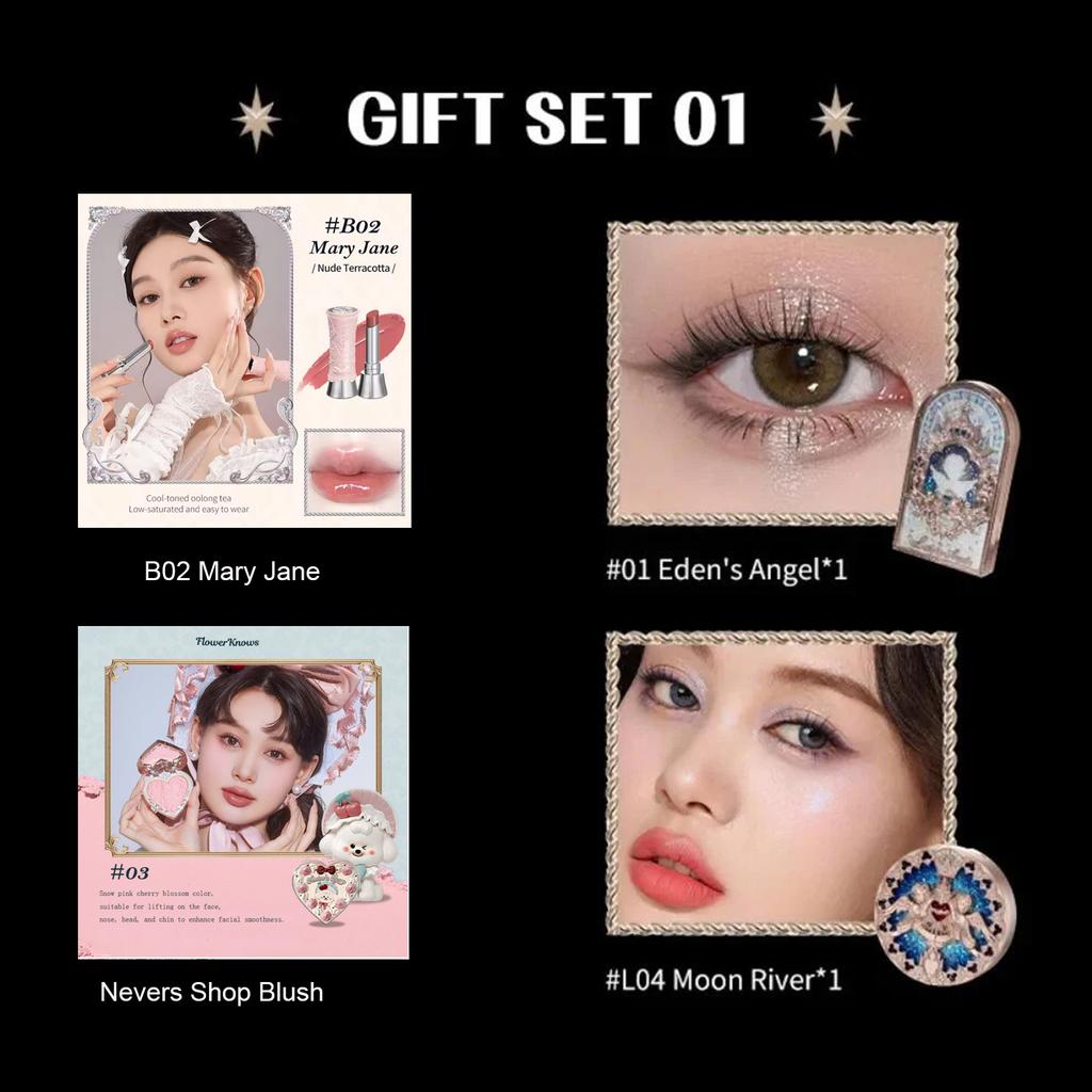 Flower Know Little Angel Collectie Make-up Cadeaubox Oogschaduw Blusher Crème Matte Lippenstift Highlighter Volledige Set Alles-in-één