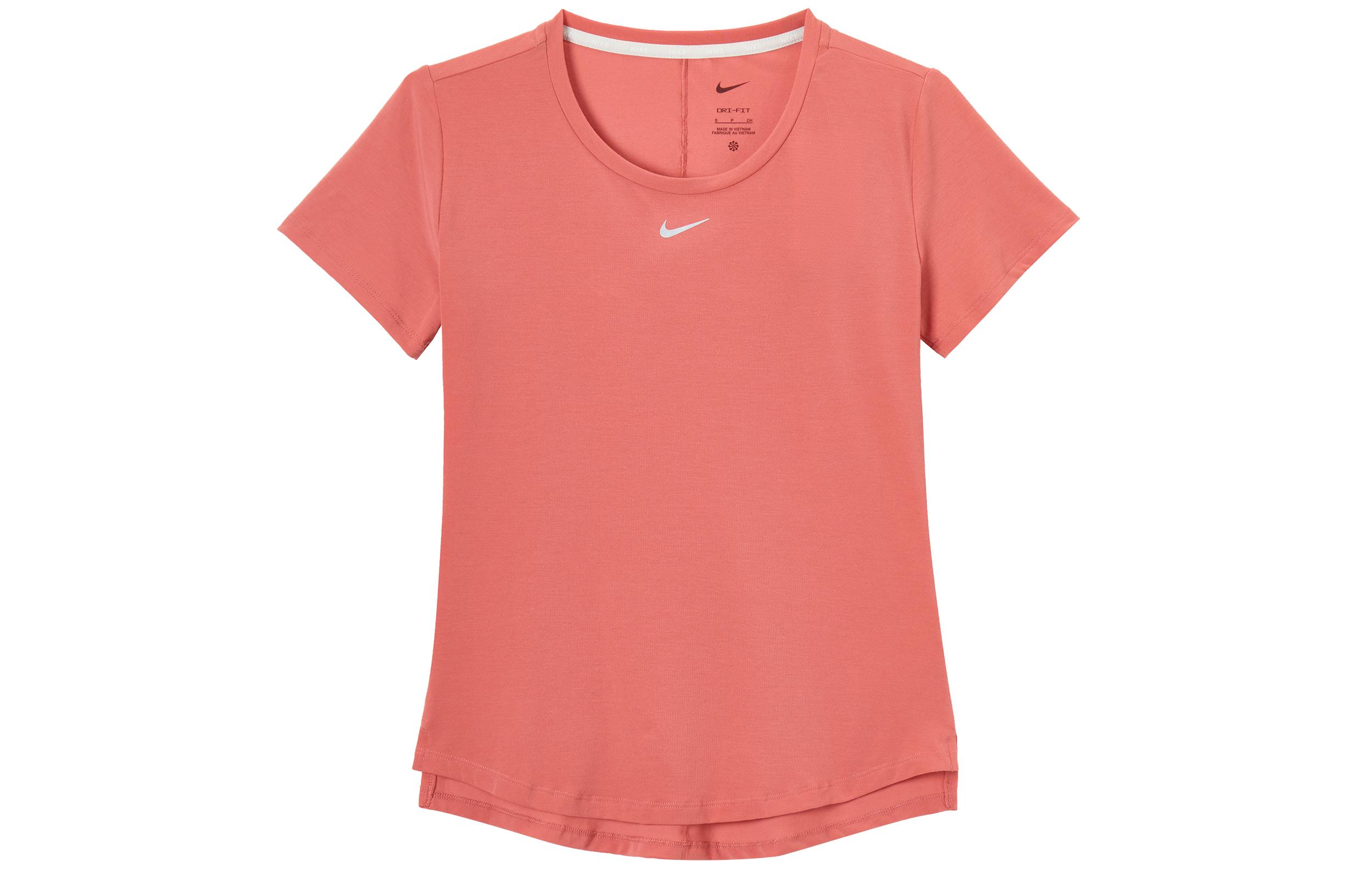 Nike Dri Fit T Shirts Women s Watermelon Red Crew Neck Moderate Straight Fit DD0619-655 M