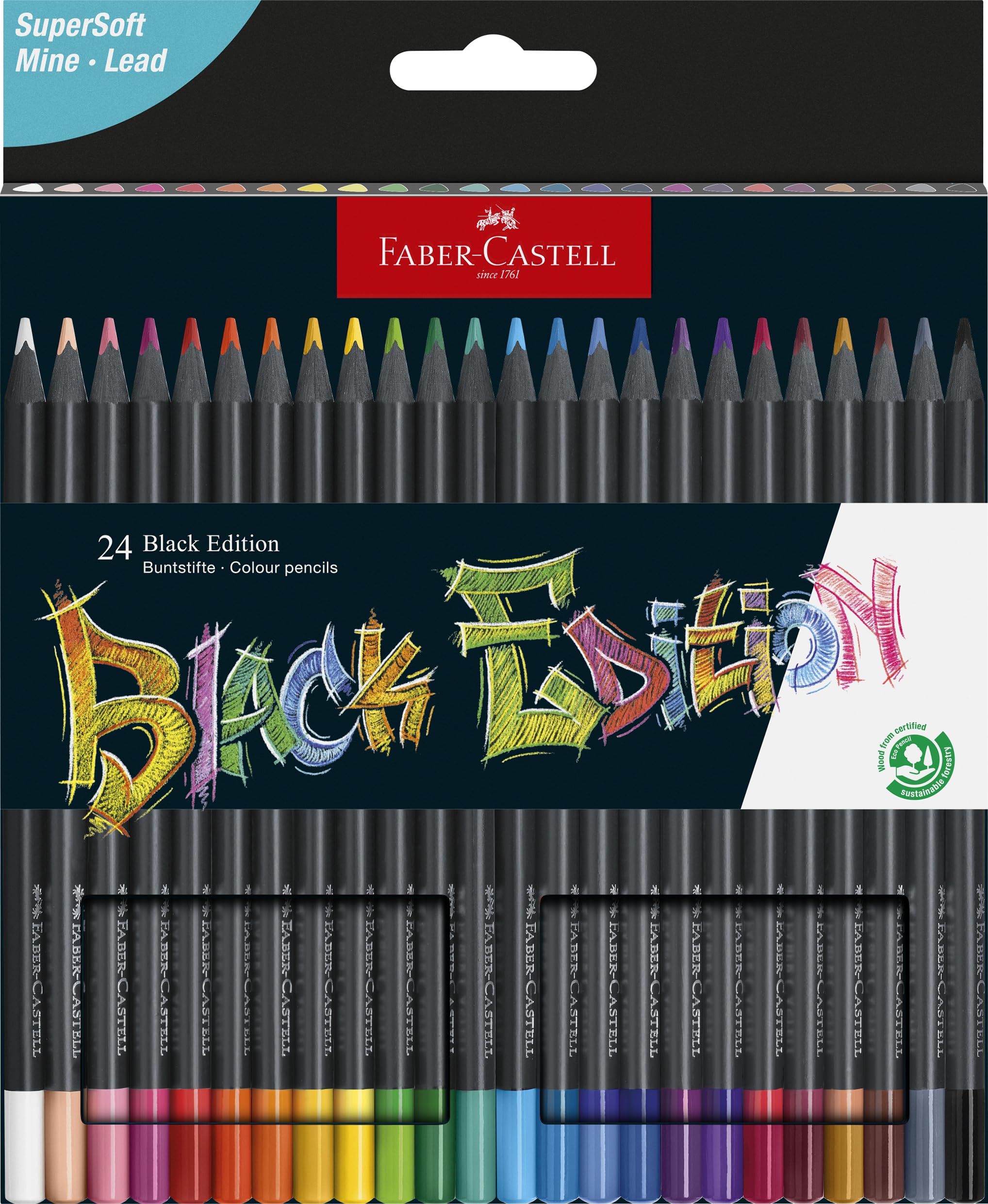 

Цветные карандаши Black Edition 24 шт. картонный пенал Faber-Castell