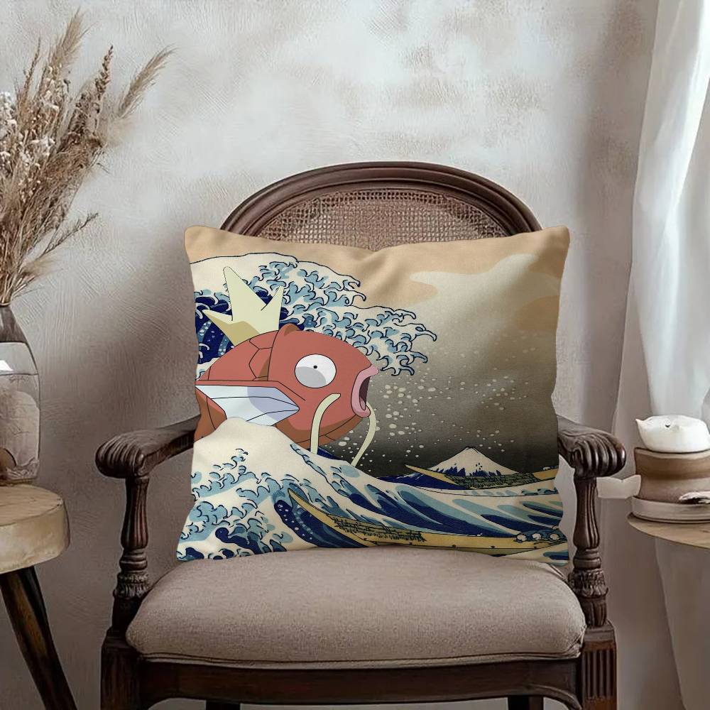 Japanese Wave Art Maple Design Cushion Cover Happy Autumn Harvest decor Holiday Decorati Pillow Cover