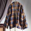 Johnature Women Vintage Plaid Chinese Style Loose Belt Spring Autumn Women Jackets