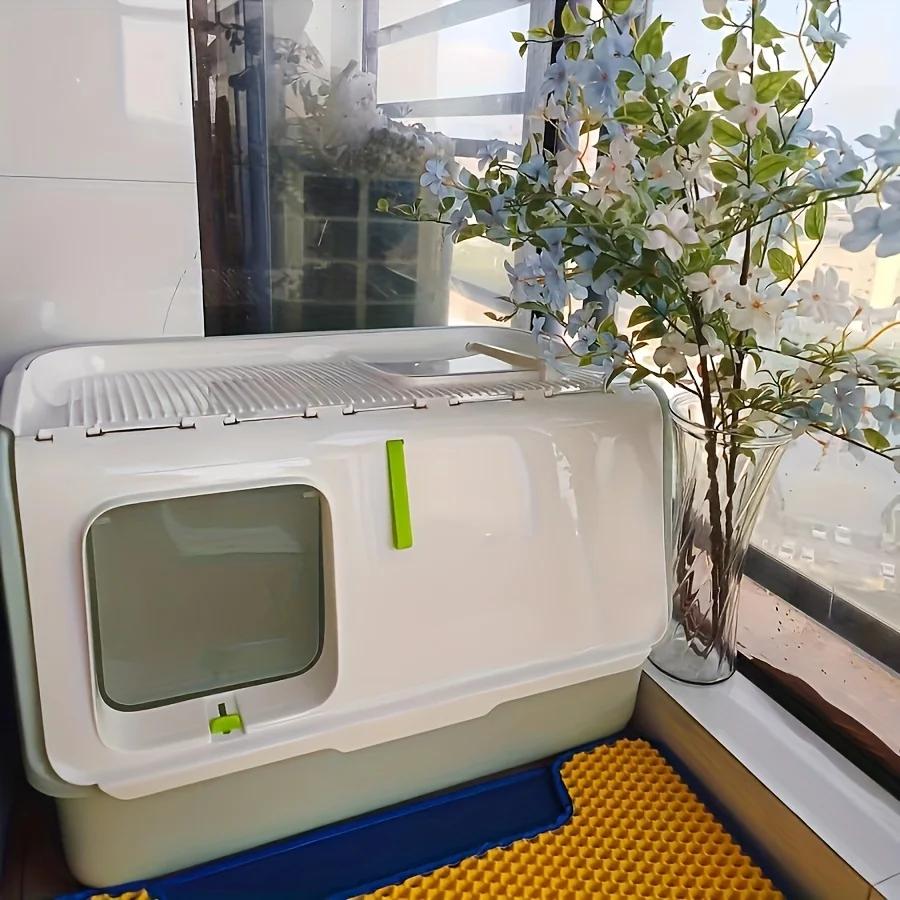 Extra Large Cat Toilet, Portable Detachable Litter Box, 2 Doors, with Handle, Suitable for Cats Under 20kg/44lb