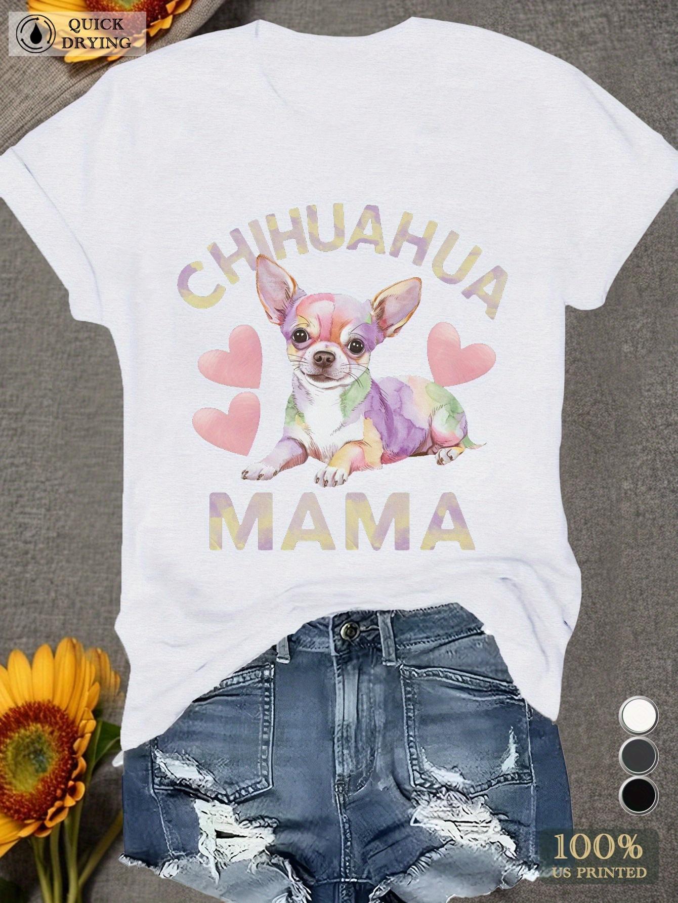 

Women s Plus Size Chihuahua Mama Graphic Tee - Colorful Watercolor Dog Design Short Sleeve Round Neck y2k clothes S