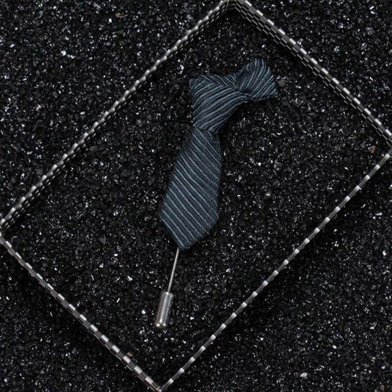 1 Pcs Men Stripped Tie Shape Brooch for Suit Decor Fashion Wedding Groomsman Brooches