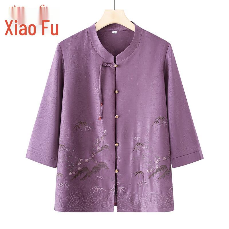 

Elegant Chinese Style Floral Seven-Sleeve Cardigan Top 2XL