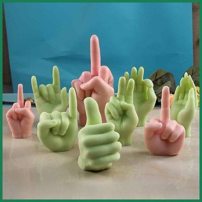 3D Middle Finger Silicone Candle Mold  Gesture Aromatherapy Plaster Art Soap Resin Crafts Casting Molds Holiday Party Gifts