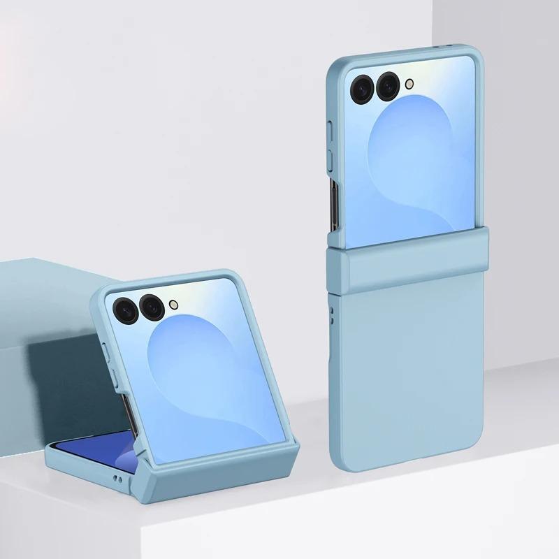 Hinge Protective Solid Color Shockproof Folding Phone Case For Samsung Z Flip 7 6 5 4 3 ZFlip7 Flip6 Flip5 5G Hard PC Slim Cover