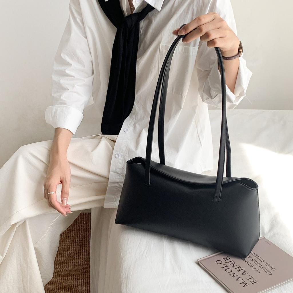 Borsa a Tracolla da Donna Minimalista Coreana Versatile alla Moda Niche Colore Solido Flip PU Sagomato
